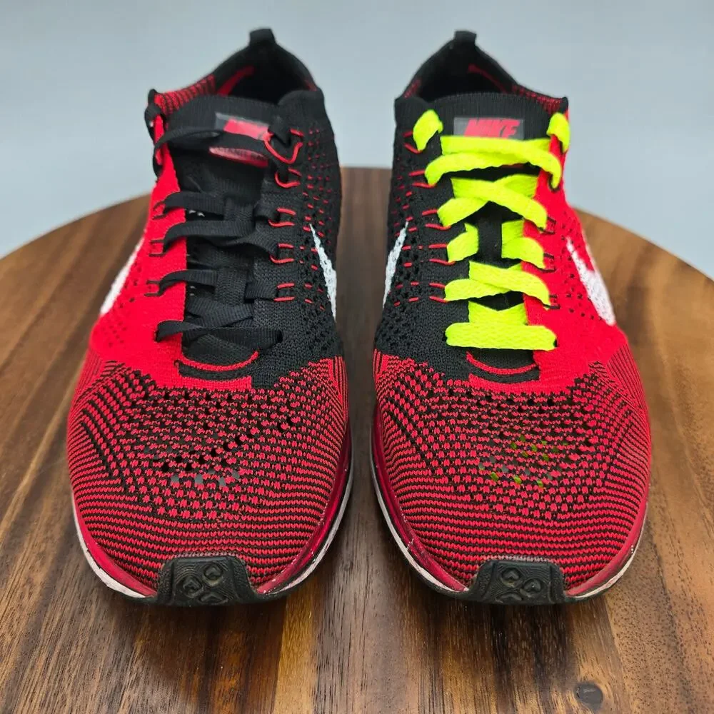 Nike Flyknit Racer Shoes Men's 7 University Red Black Running Athletic Sneakers